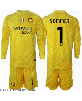 Günstige Inter Milan Yann Sommer #1 Torwart Auswärts Trikotsatzt Kinder 2024-25 Langarm (+ Kurze Hosen)